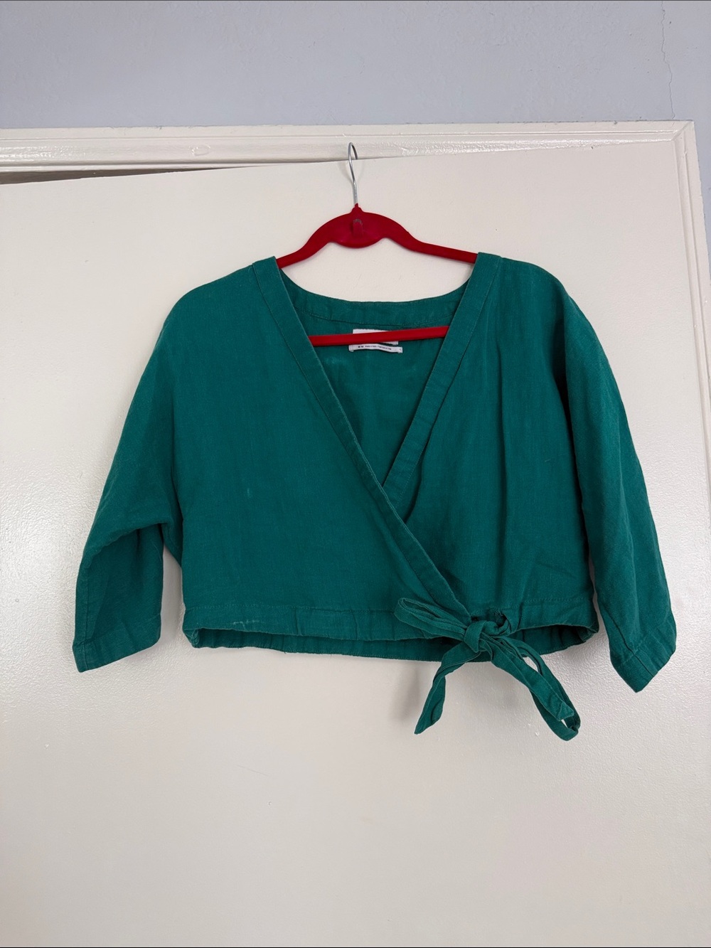 Urban Outfitters Teal Cropped Wrap Blouse